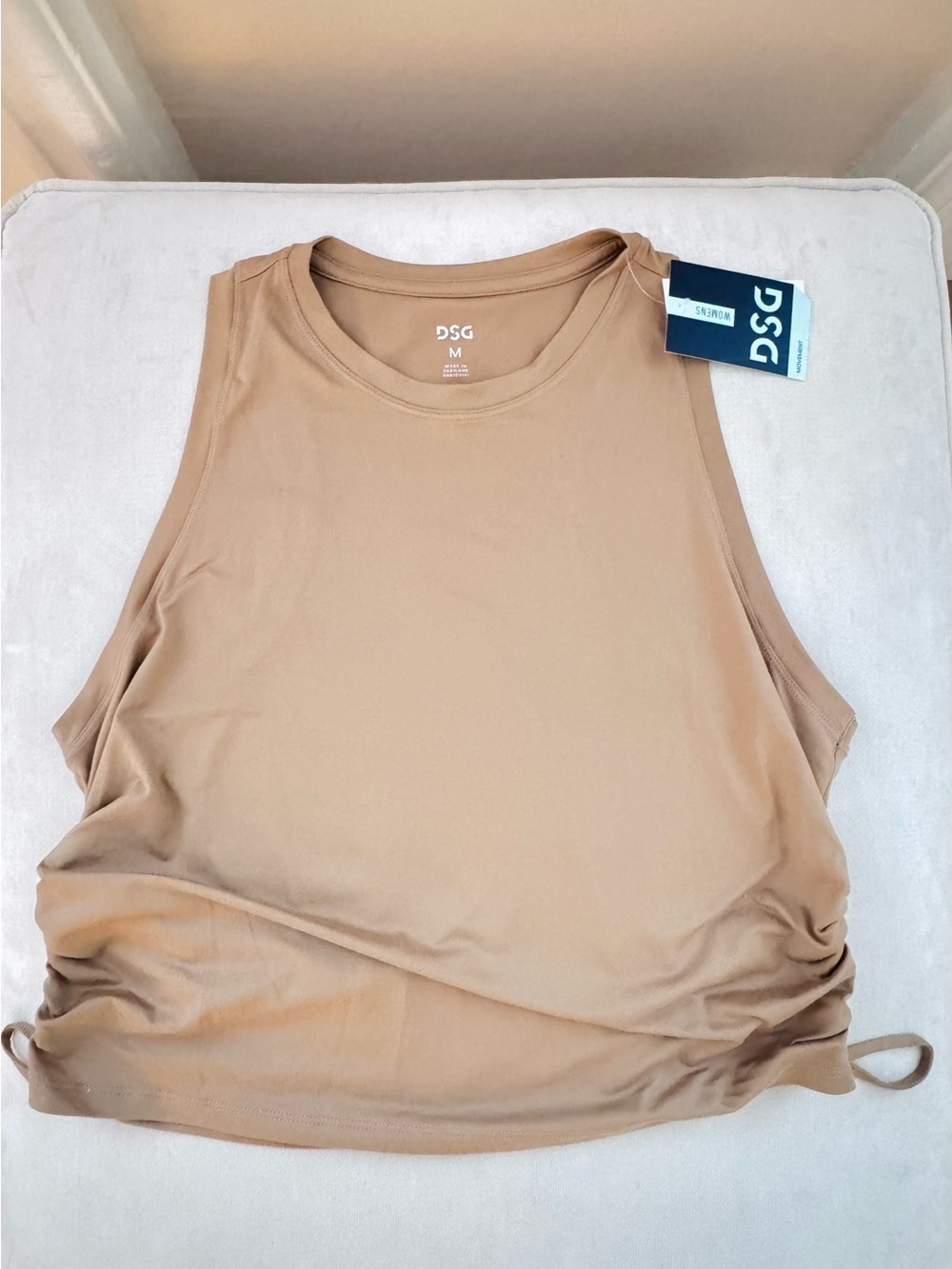 DSG Women's Tan Ruched-Side Tank Top